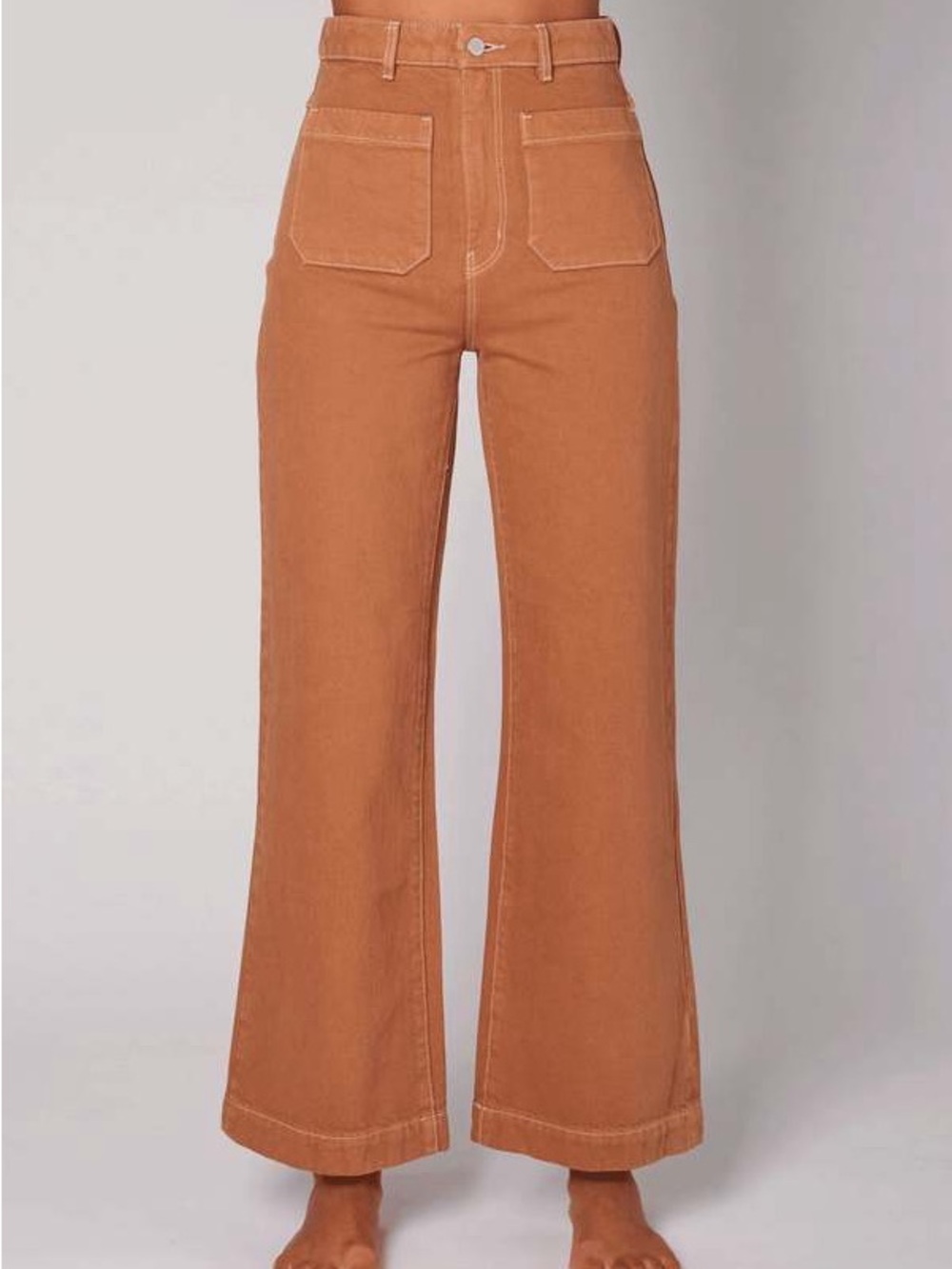 Rollas Sailor Jeans High Waisted Wide Leg Pants Sz 30 Flare Patch Pocket Cotton